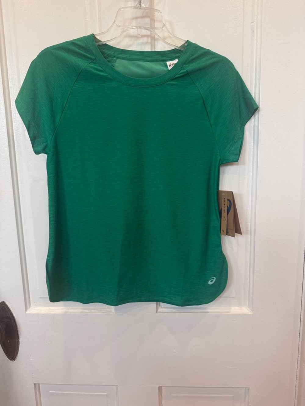 Asics Women's Short Sleeve Crew Tee in Emerald Green with tags